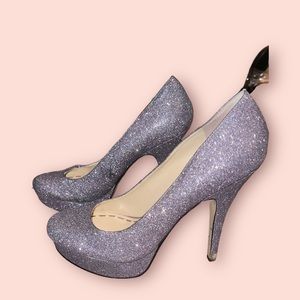 Enzo Angiolini Silver Sparkle Pumps